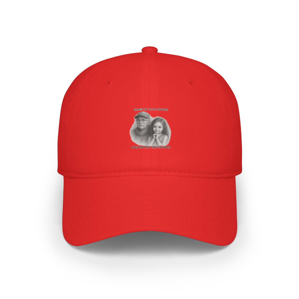 A framed pencil portrait of a man and a young girl. The man wears glasses and a Hat - Official hats merchandise
