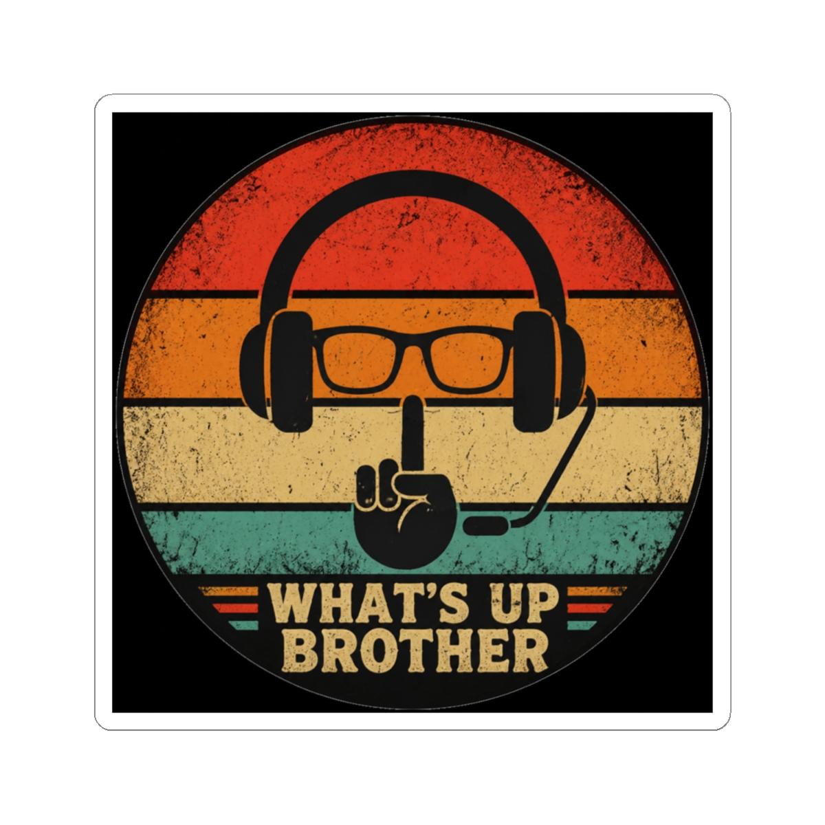 Sketch Streamer Whats Up Brother Funny Vintage Vid Classic Round Sticker - alternate angle 1, merchandise
